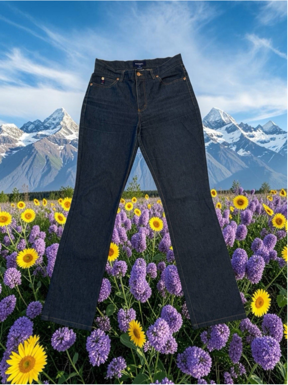Guess Jeans Straight Leg Womens 29 Distressed Lightweight Jeans Logo Pocket